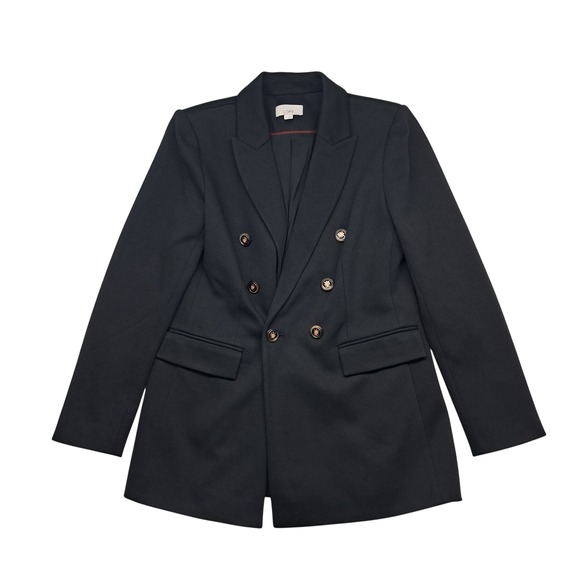 LOFT Jackets & Blazers - LOFT Blazer Jacket Women's 4 Black Double Breasted Gold Buttons Career Preppy